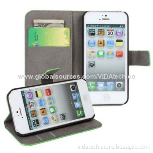 Embossed Carton Pattern Leather Case with Credit Card Slot and Holder, for iPhone 5/5S, Manufacturer